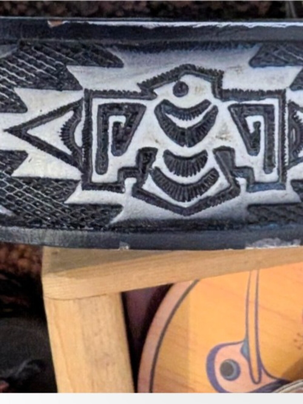Men's Black and Silver Tooled Leather Belt - Classic Thunderbird Western Design